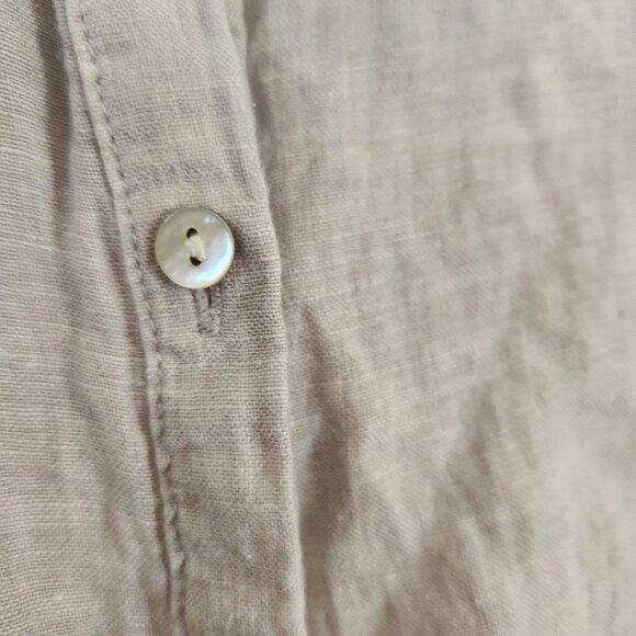 Tahari 100% Linen Beige Neutral Lagonlook Minimalist Tunic Blouse Size M - Picture 3 of 6